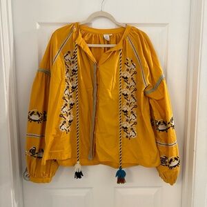 Yellow Embroidered Women's Top